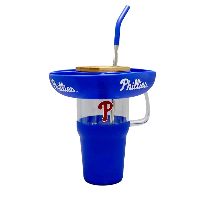 Gobelet en verre de 40 oz avec plateau à collation en silicone des Philadelphia Phillies de The Memory Company