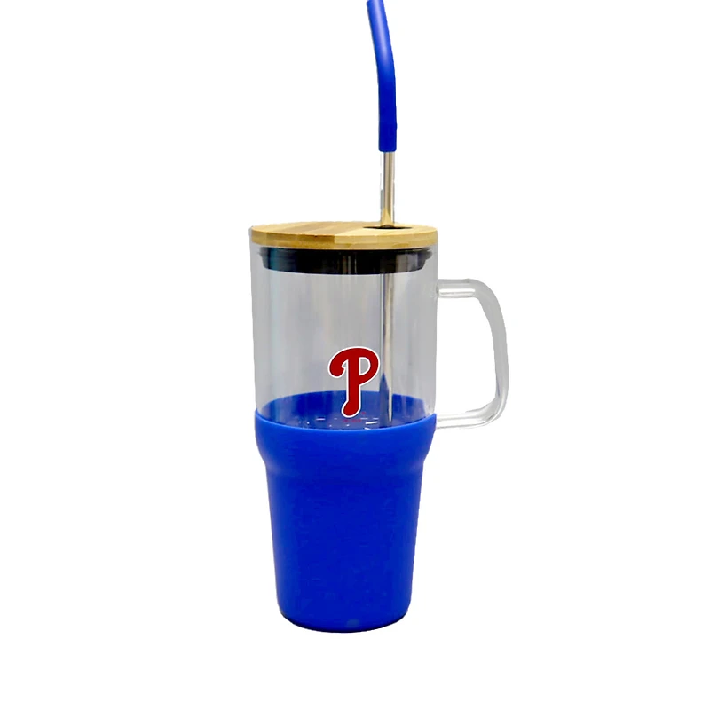 Gobelet en verre de 40 oz avec plateau à collation en silicone des Philadelphia Phillies de The Memory Company