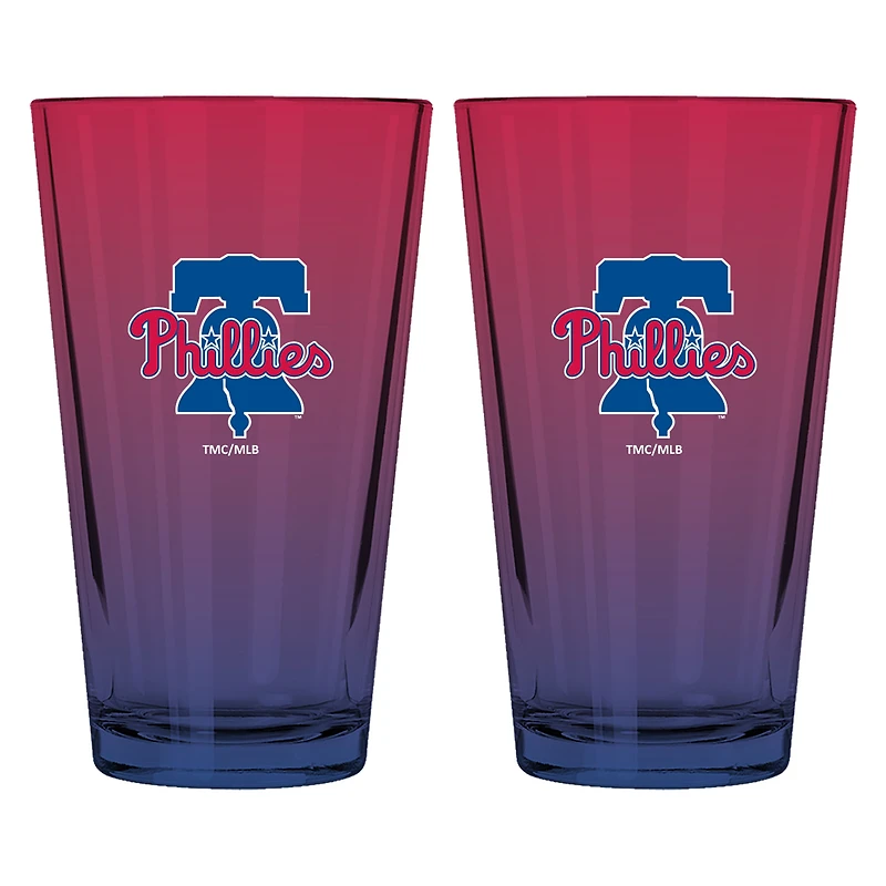 Ensemble de deux verres à bière ombrés de 473 ml (16 oz) des Phillies de Philadelphie de The Memory Company
