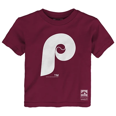 T-shirt Mitchell & Ness bordeaux pour tout-petit, logo rétro des Phillies de Philadelphie