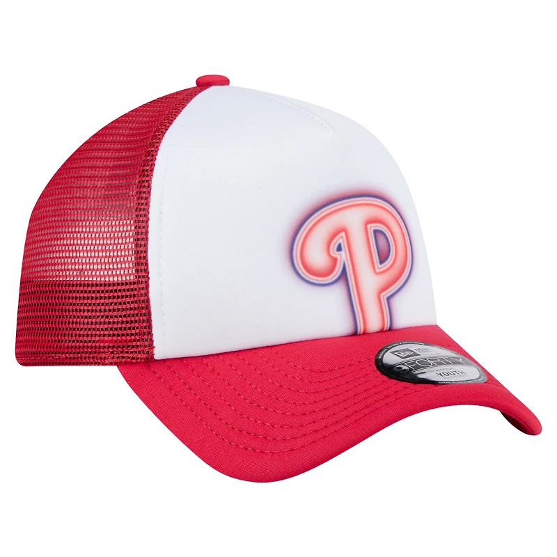 Toddler New Era White/Red Philadelphia Phillies Painted A-Frame 9FORTY Trucker Adjustable Hat