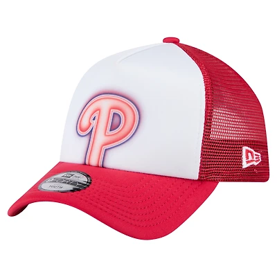 Casquette ajustable New Era blanche/rouge Philadelphia Phillies peinte en A 9FORTY Trucker pour tout-petit