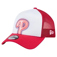 Casquette ajustable New Era blanche/rouge Philadelphia Phillies peinte en A 9FORTY Trucker pour tout-petit