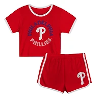 Ensemble t-shirt et short rouge pour tout-petits Philadelphia Phillies Double Run