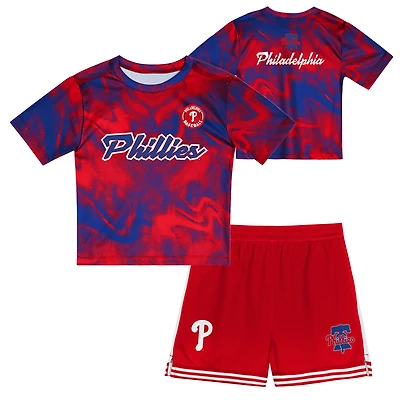 Ensemble t-shirt et short rouge pour tout-petits, frappeur de champ intérieur des Philadelphia Phillies