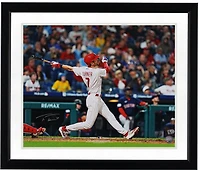 Trea Turner Philadelphia Phillies Autographed 16" x 20" White Jersey Hitting Photograph