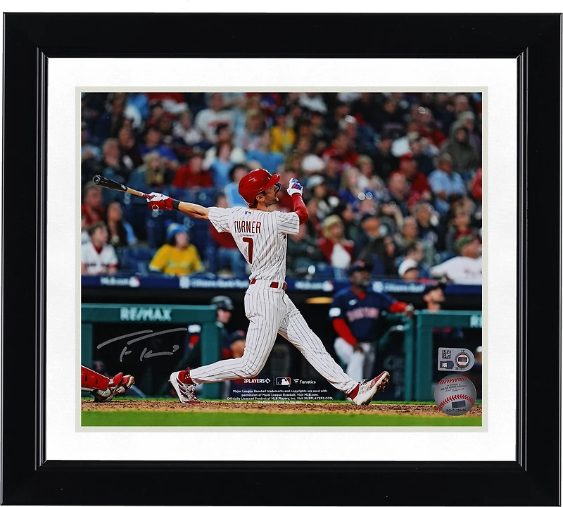 Trea Turner Philadelphia Phillies Autographed 8" x 10" White Jersey Hitting Photograph