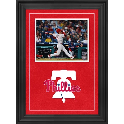 Photographie encadrée de luxe autographiée de Trea Turner des Philadelphia Phillies, maillot blanc, 8" x 10"