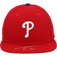 Casquette de baseball New Era dédicacée par Trea Turner des Phillies de Philadelphie
