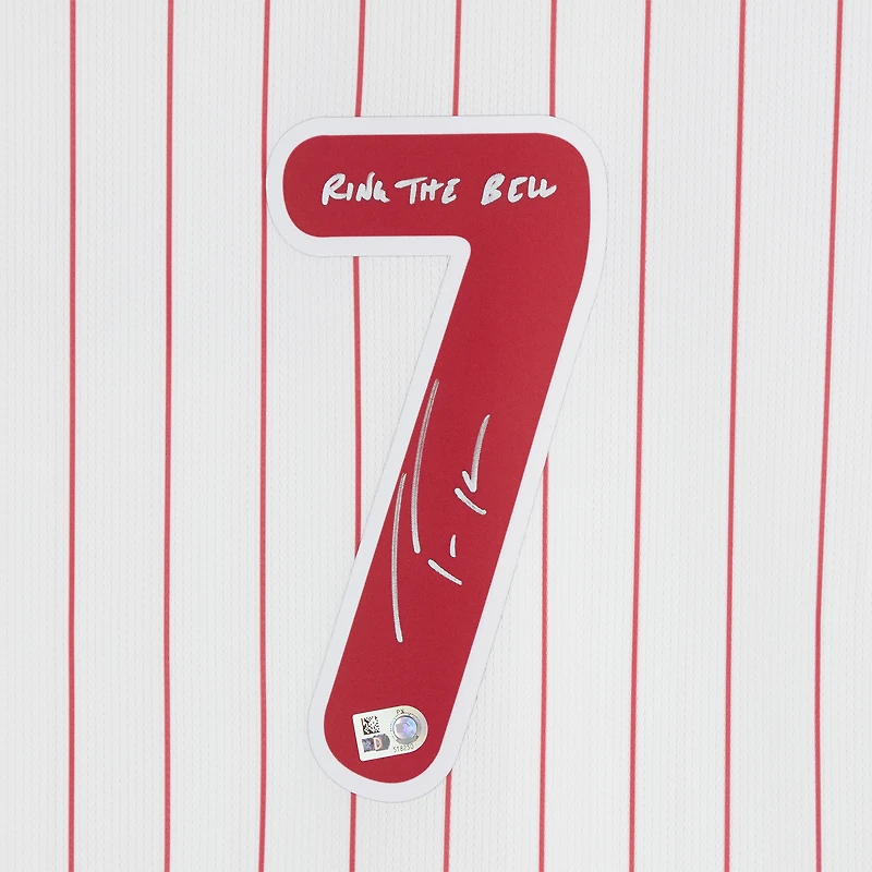 Trea Turner Philadelphia Phillies Autographed White Nike Limited Jersey with "Ring The Bell" Inscription