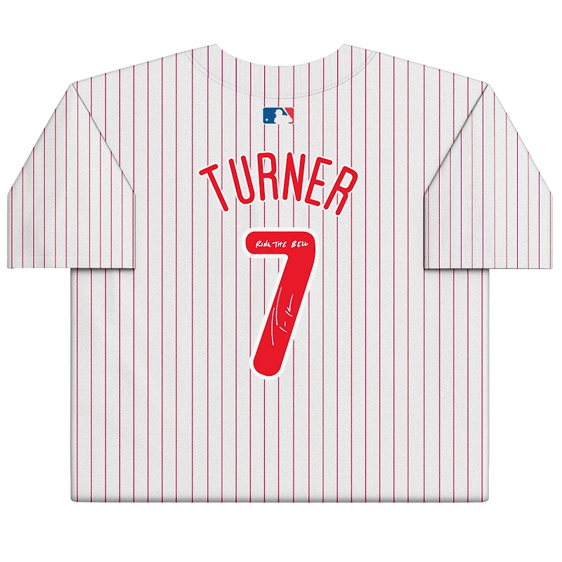 Maillot blanc Nike Limited autographié par Trea Turner des Phillies de Philadelphie avec inscription « Sing The Bell »