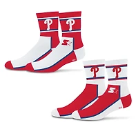 Unisex Starter  Red/Blue Philadelphia Phillies Double Color Block 2-Pack Mid-Crew Socks
