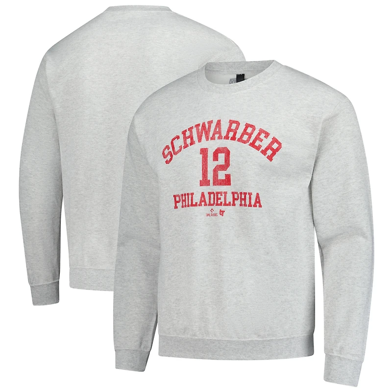 Unisex BreakingT Kyle Schwarber Heather Gray Philadelphia Phillies Player Name & Number Sweatshirt