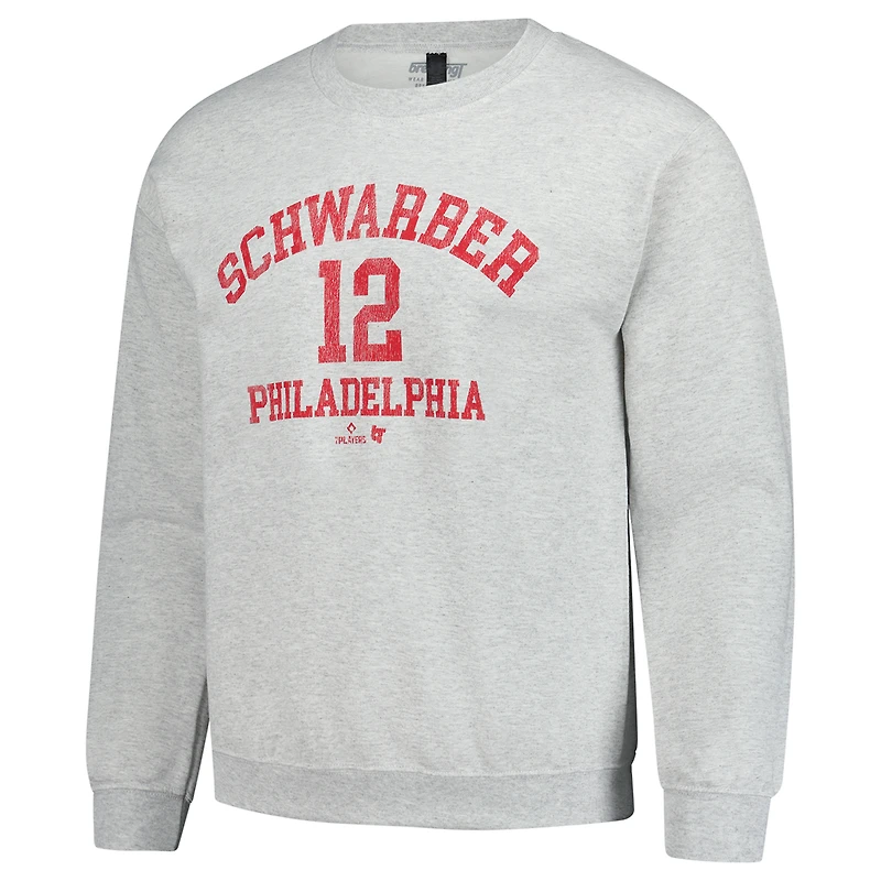 Unisex BreakingT Kyle Schwarber Heather Gray Philadelphia Phillies Player Name & Number Sweatshirt