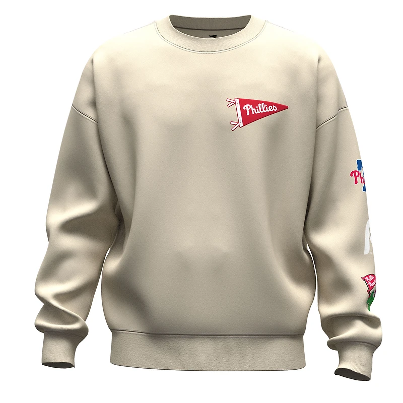 Unisex Fanatics  Tan Philadelphia Phillies Spirit Jersey Fleece Crewneck Pennant Sweatshirt