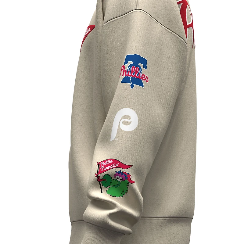 Unisex Fanatics  Tan Philadelphia Phillies Spirit Jersey Fleece Crewneck Pennant Sweatshirt