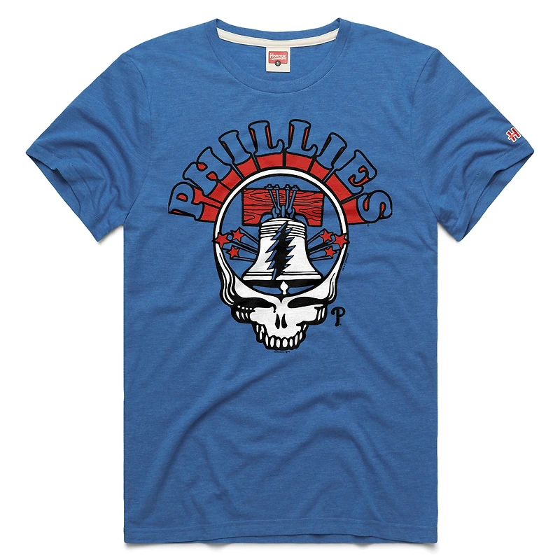 Unisex Homage Royal Philadelphia Phillies MLB x Grateful Dead Americana Tri-Blend T-Shirt