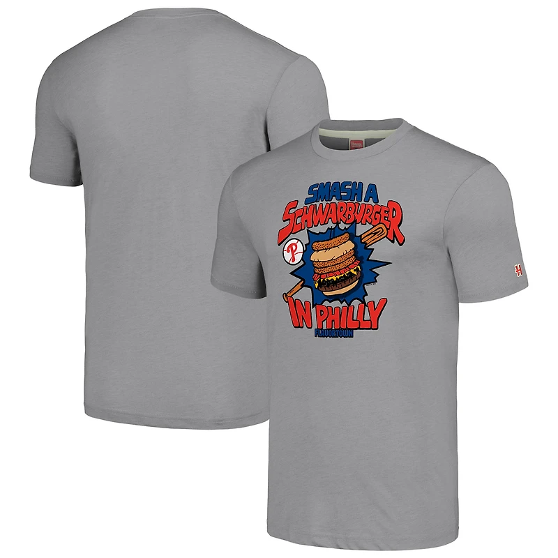 T-shirt triple mélange unisexe MLB x Guy Fieri's Flavortown Grey Philadelphia Phillies