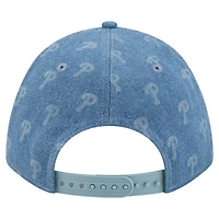 Unisex New Era  Denim Philadelphia Phillies A-Frame 9FORTY Adjustable Hat