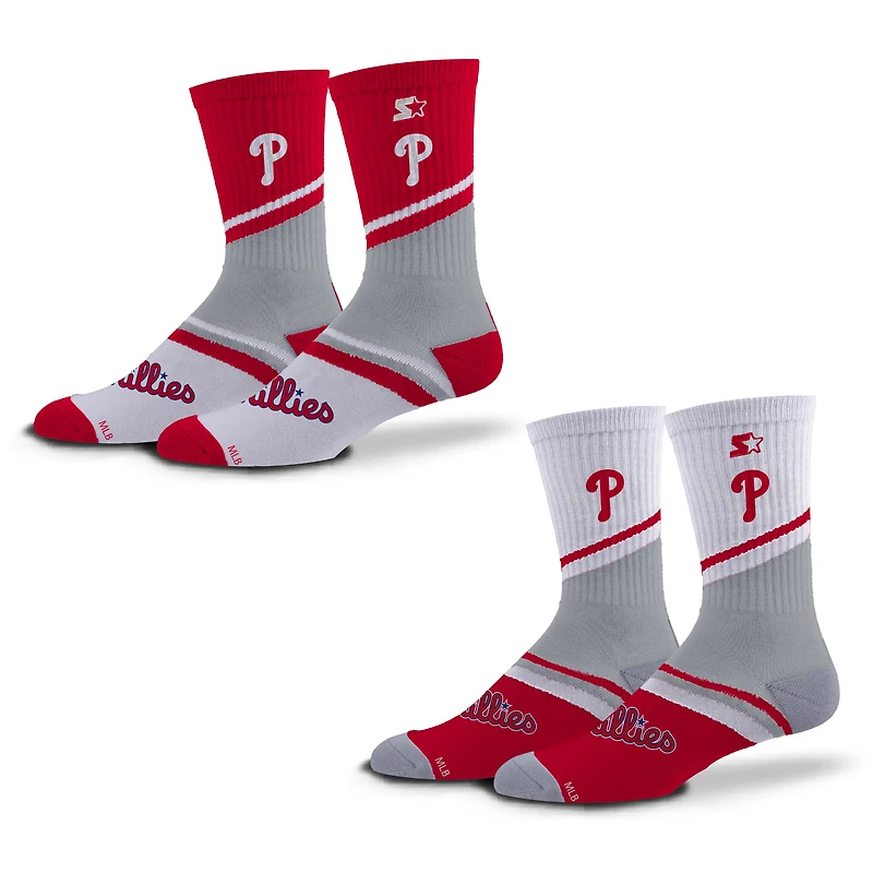Unisex Starter Red/White Philadelphia Phillies Old School Two-Pack Crew Socks Set
