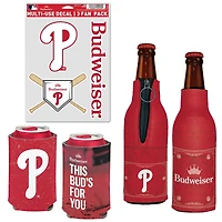 WinCraft Philadelphia Phillies MLB x Budweiser Refroidisseur de canettes, refroidisseur de bouteilles et pack d'autocollants
