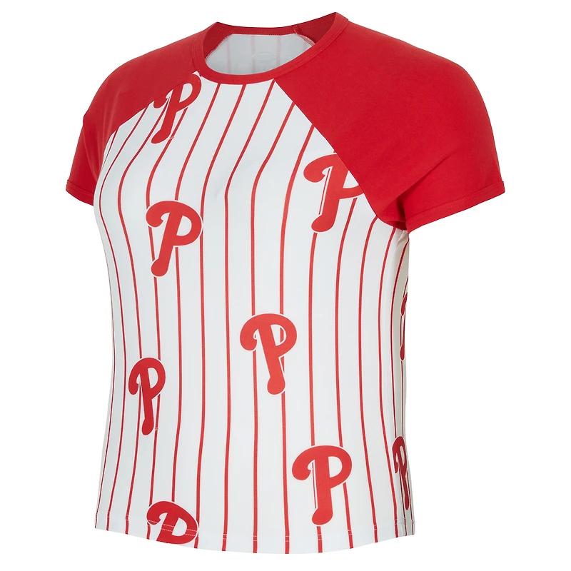 Women's Concepts Sport White Philadelphia Phillies Outbound Pinstripe Raglan Top