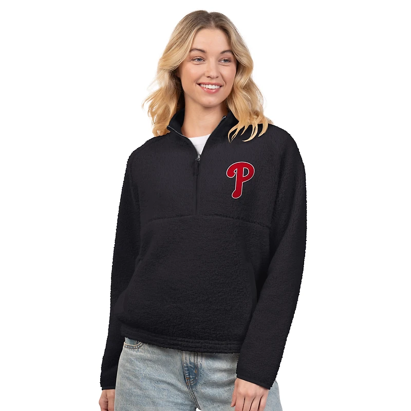 Women's G-III 4Her by Carl Banks Black Philadelphia Phillies Everst Sherpa Half-Zip Pullover
