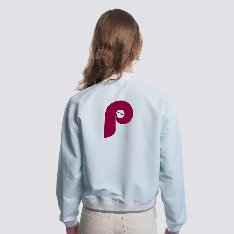 Women's Lusso  Light Blue Philadelphia Phillies Paisley Cropped Full-Zip Jacket