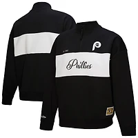 Pull zippé quart de tour noir pour femme Mitchell & Ness Philadelphia Phillies Cooperstown Collection
