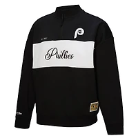 Pull zippé quart de tour noir pour femme Mitchell & Ness Philadelphia Phillies Cooperstown Collection