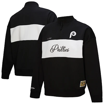 Pull zippé quart de tour noir pour femme Mitchell & Ness Philadelphia Phillies Cooperstown Collection