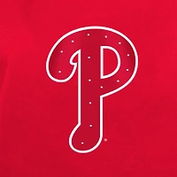 T-shirt à col en V rouge strass pour femme New Era Philadelphia Phillies Game Day