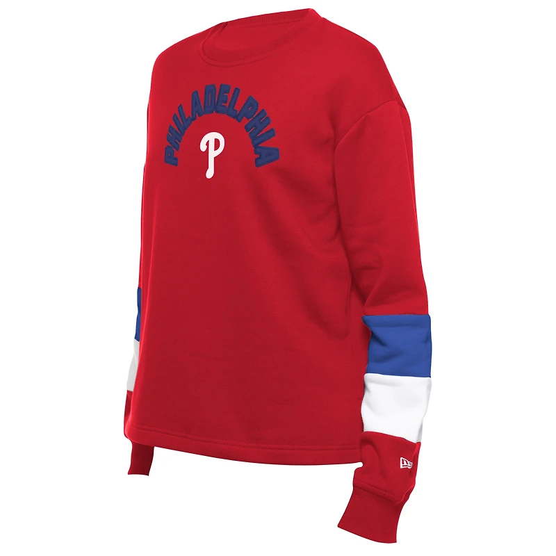 Women's New Era  Red Philadelphia Phillies Gameday Crewneck Sweatshirt
