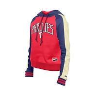 Women's New Era  Red Philadelphia Phillies Throwback Cropped Raglan Pullover Hoodie