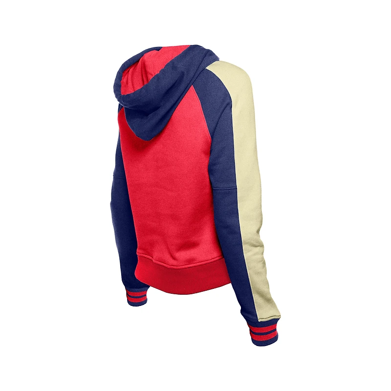 Women's New Era  Red Philadelphia Phillies Throwback Cropped Raglan Pullover Hoodie