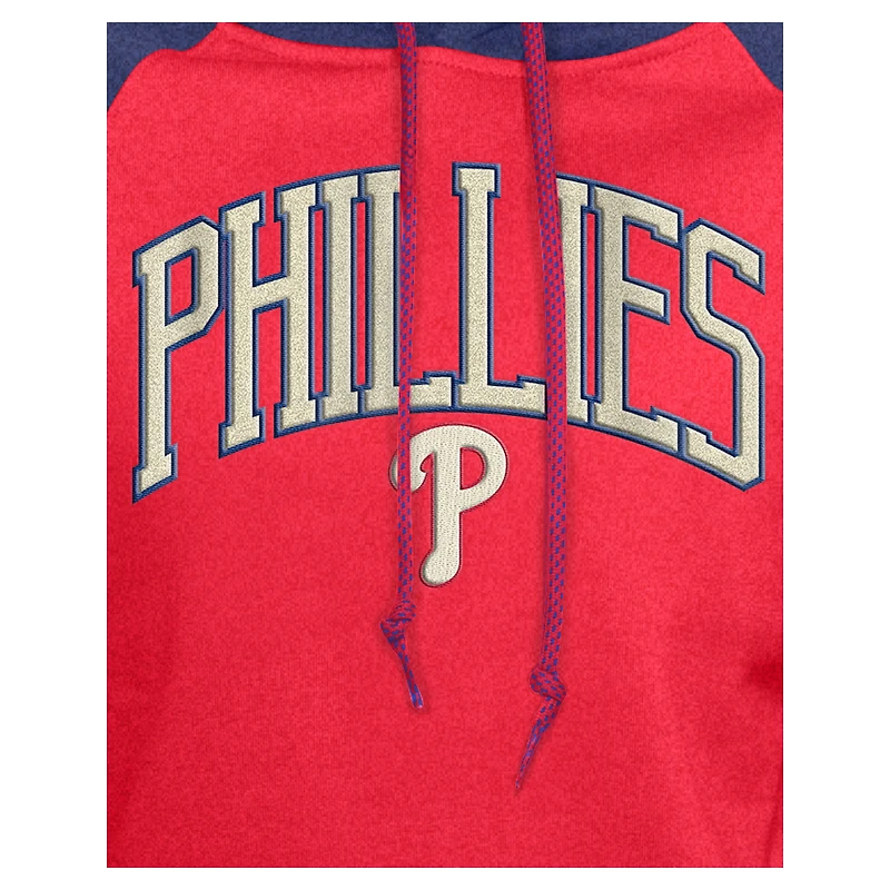 Women's New Era  Red Philadelphia Phillies Throwback Cropped Raglan Pullover Hoodie