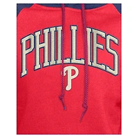 Women's New Era  Red Philadelphia Phillies Throwback Cropped Raglan Pullover Hoodie
