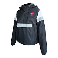 Sweat à capuche anorak grande taille pour femme Profile Black Philadelphia Phillies, pull fermeture éclair quart de tour
