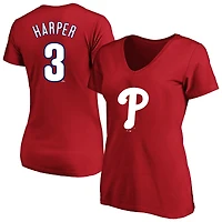 Profil femme Bryce Harper T-shirt col en V rouge Philadelphia Phillies grande taille avec nom et numéro