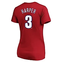Profil femme Bryce Harper T-shirt col en V rouge Philadelphia Phillies grande taille avec nom et numéro