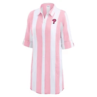 Haut de plage à boutons Tommy Bahama rose pour femme, style boyfriend, rugby, des Philadelphia Phillies