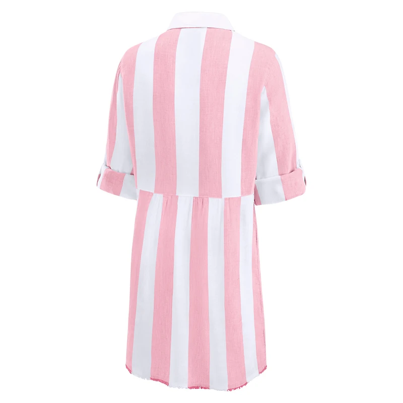 Women's Tommy Bahama  Pink Philadelphia Phillies Rugby Beach Boyfriend Full-Button Top