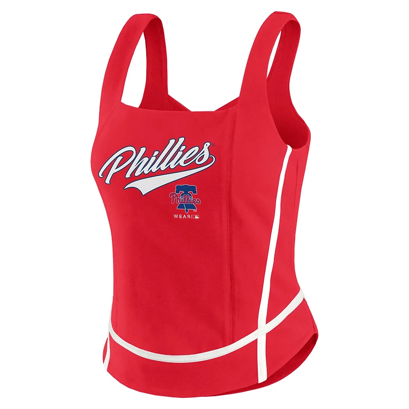 Débardeur à col carré rouge Philadelphia Phillies pour femme WEAR by Erin Andrews