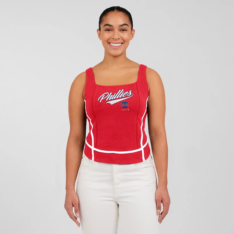 Débardeur à col carré rouge Philadelphia Phillies pour femme WEAR by Erin Andrews