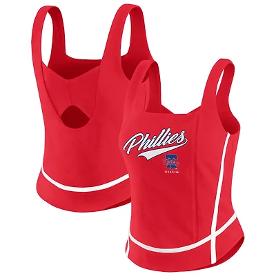 Débardeur à col carré rouge Philadelphia Phillies pour femme WEAR by Erin Andrews