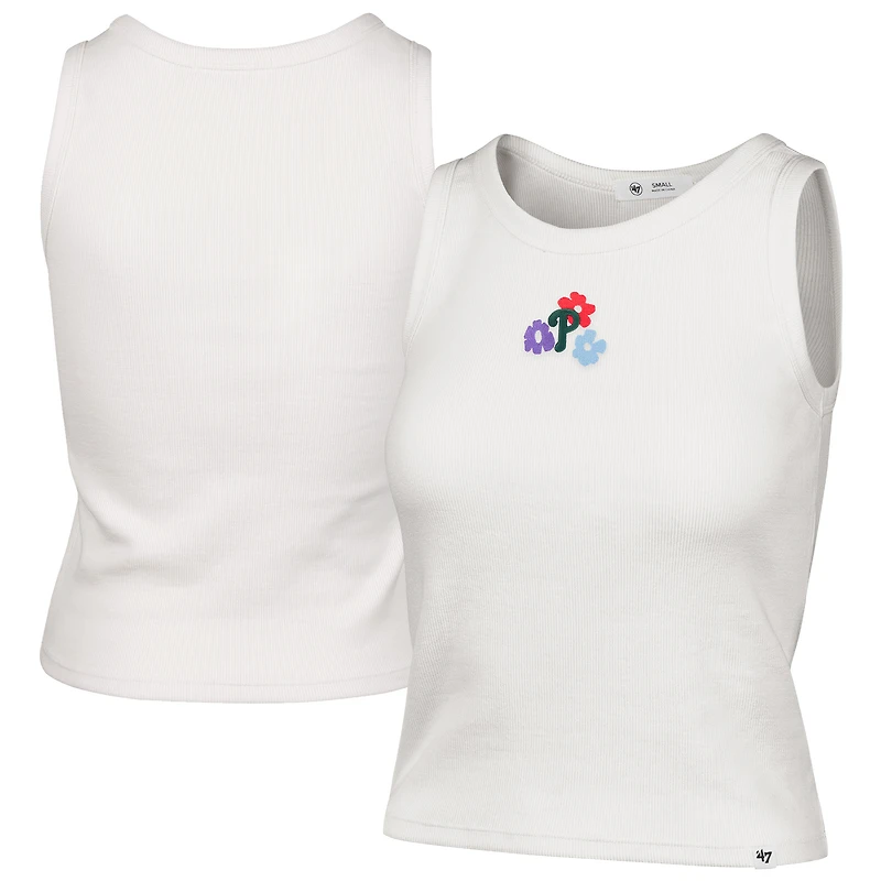 Women's '47 Cream Philadelphia Phillies Floral Logo Ribbed Baby Tank Top