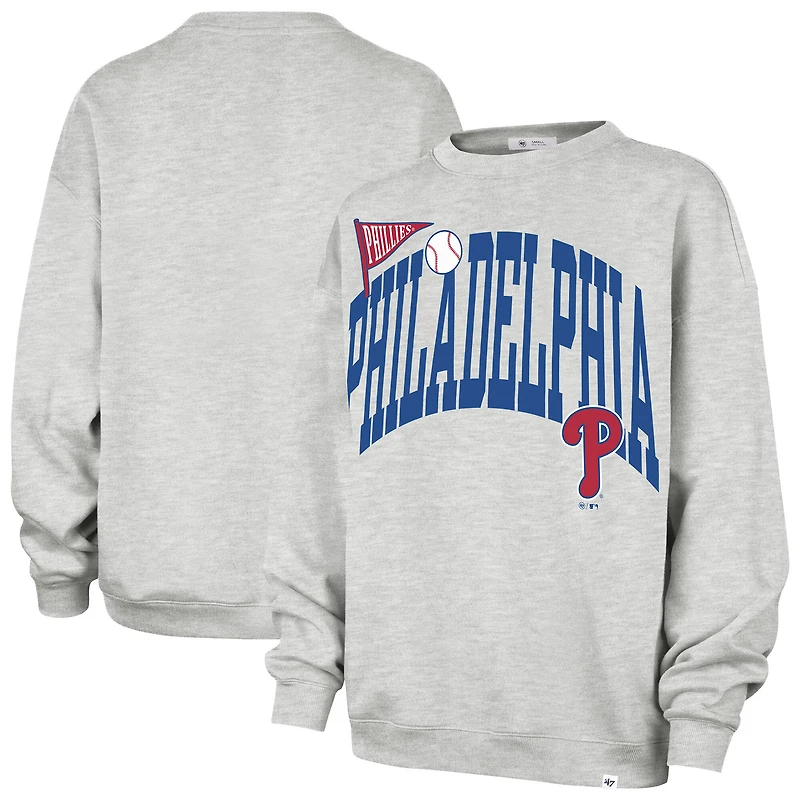Women's '47  Gray Philadelphia Phillies Arched Icon Oversized Sweatshirt