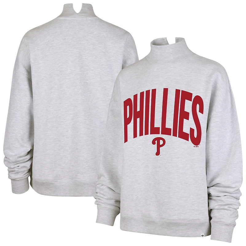 Women's '47 Heather Gray Philadelphia Phillies Subtle Muse Mock Neck Sweatshirt