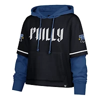 Sweat à capuche court City Connect 47 bleu marine pour femme des Philadelphia Phillies