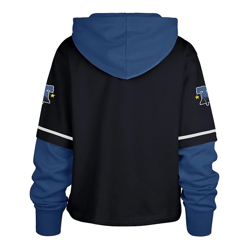 Sweat à capuche court City Connect 47 bleu marine pour femme des Philadelphia Phillies